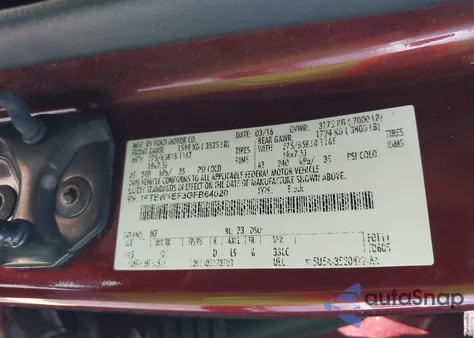 2016 Ford F-150 Lariat from USA, damaged, VIN 1FTEW1EF3GFB64020